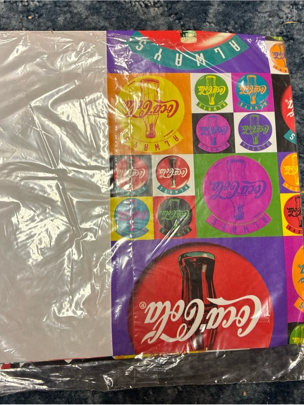 Coca Cola Retro Multicolor Logo Gift Wrap - Red, Purple, Yellow, Green, Blue